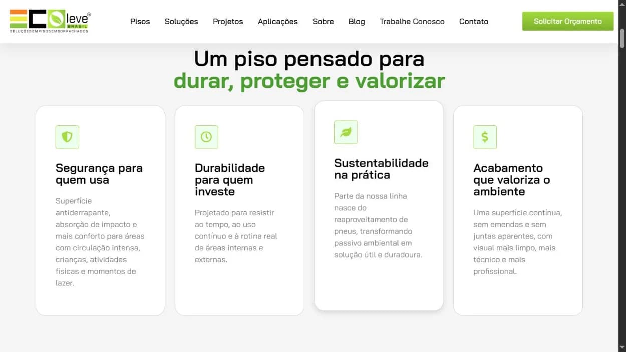 Detalhes da interface de Ecoleve Brasil
